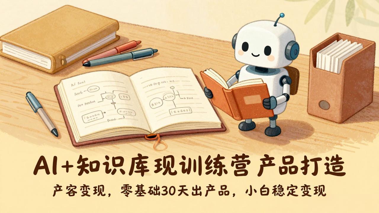 AI+知识库变现训练营，产品打造、内容创作、全平台变现，零基础30天出产品，小白稳定变现-七安网创